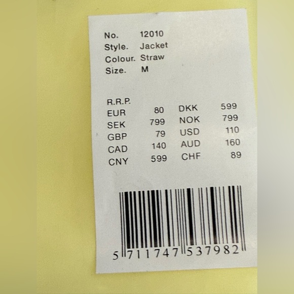 NWT- Rains- West Jacket 12010 color Straw- Size Medium - Picture 7 of 7